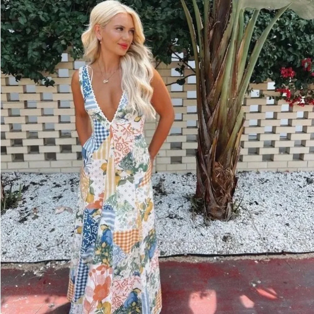 Amalfi Limicello Maxi Dress In All Over Print, A Line Maxi Dress - Picture 3 of 13